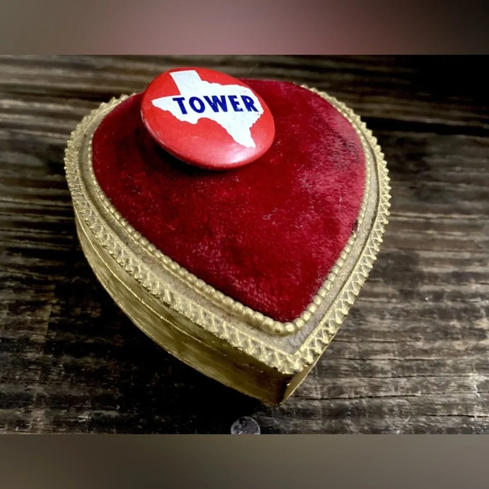 Vintage Florenza Art Nouveau Jewelry Casket Trinket Box | Velvet Pincushion Top